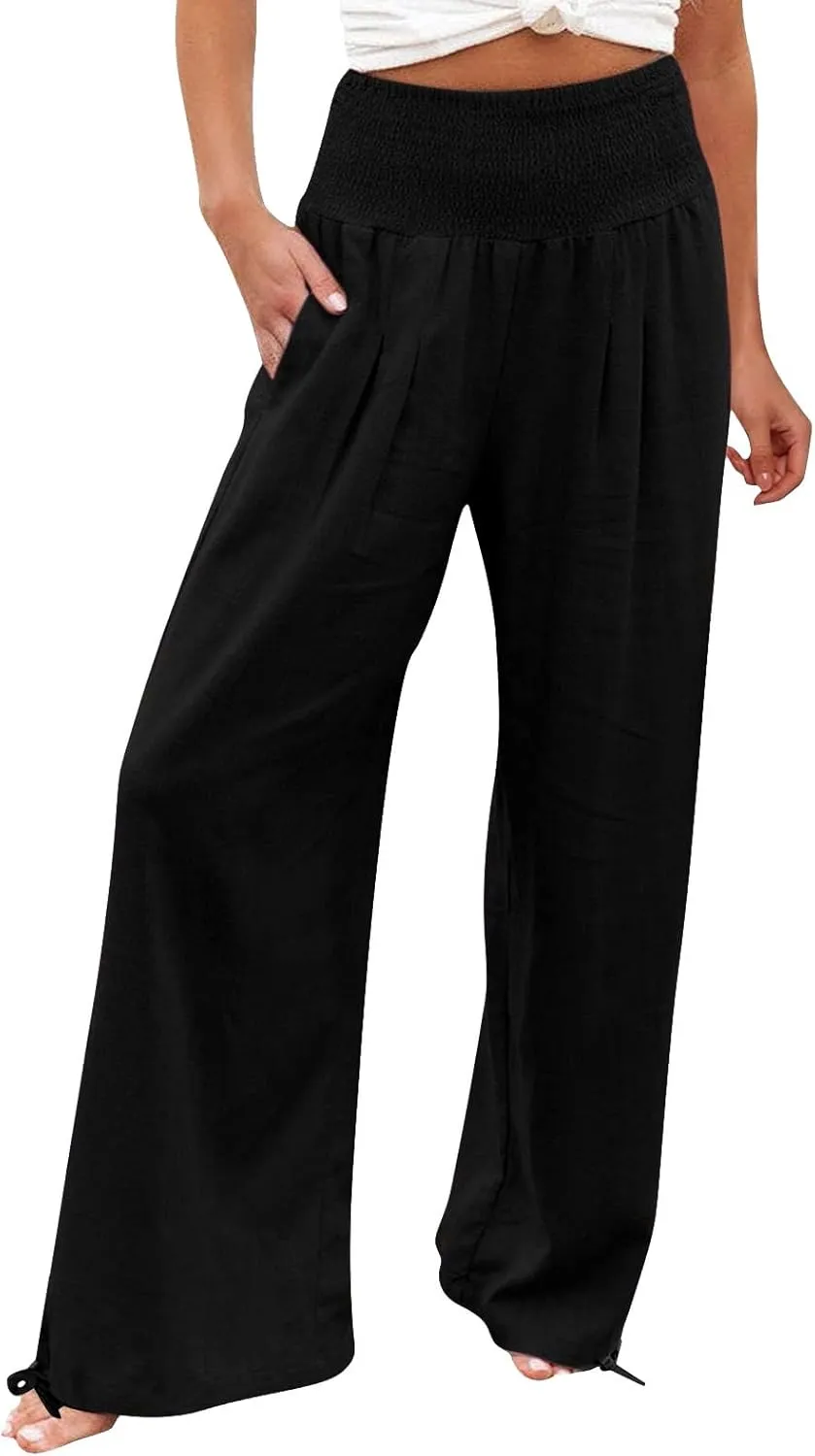 LCMTWX Womens Summer Clothes Color Wide Women Loose High Waist Pants Women's Casual Pants Womens Wide Leg Pants Cotton