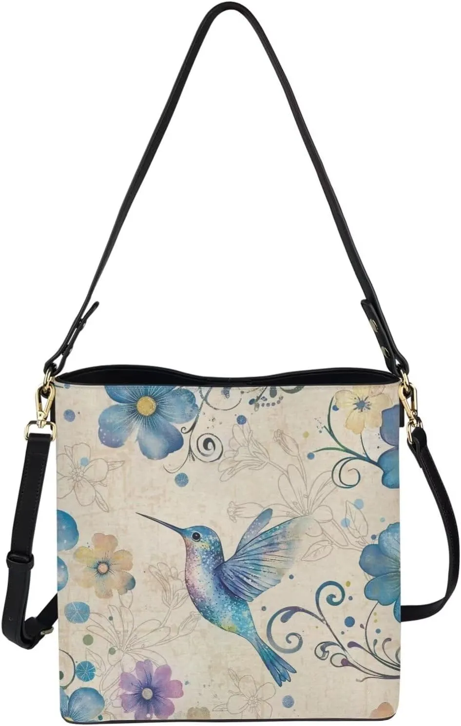 Leather Bucket Purse Fashion Bucket Bag for Women Shoulder Bag with Adjustable Strap Tote Handbag