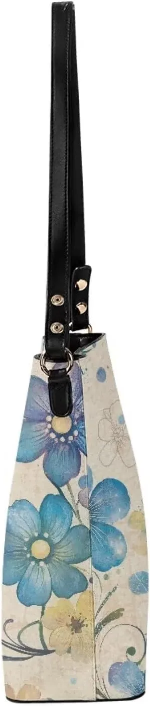 Leather Bucket Purse Fashion Bucket Bag for Women Shoulder Bag with Adjustable Strap Tote Handbag