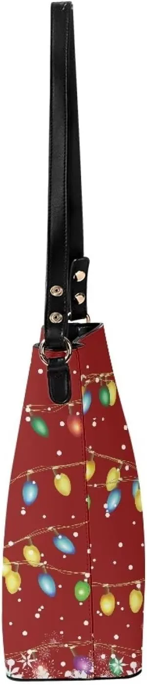 Leather Hobo Handbags, Shoulder Tote Bag Bucket Bags with 2 Straps for Women Top Handle Tote Crossbody Bags