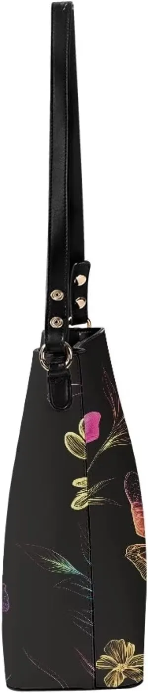 Leather Hobo Handbags, Shoulder Tote Bag Bucket Bags with 2 Straps for Women Top Handle Tote Crossbody Bags