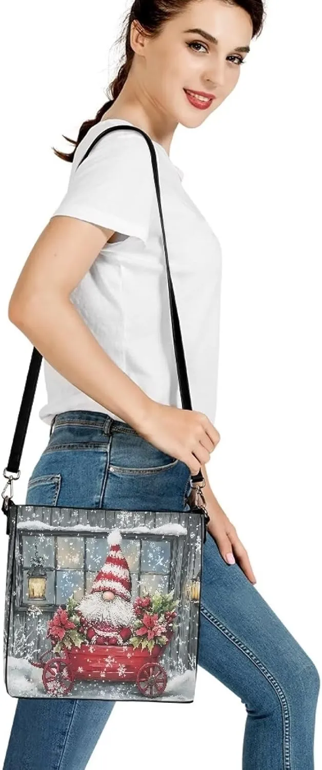 Leather Hobo Handbags, Shoulder Tote Bag Bucket Bags with 2 Straps for Women Top Handle Tote Crossbody Bags