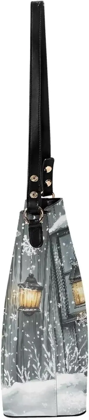 Leather Hobo Handbags, Shoulder Tote Bag Bucket Bags with 2 Straps for Women Top Handle Tote Crossbody Bags
