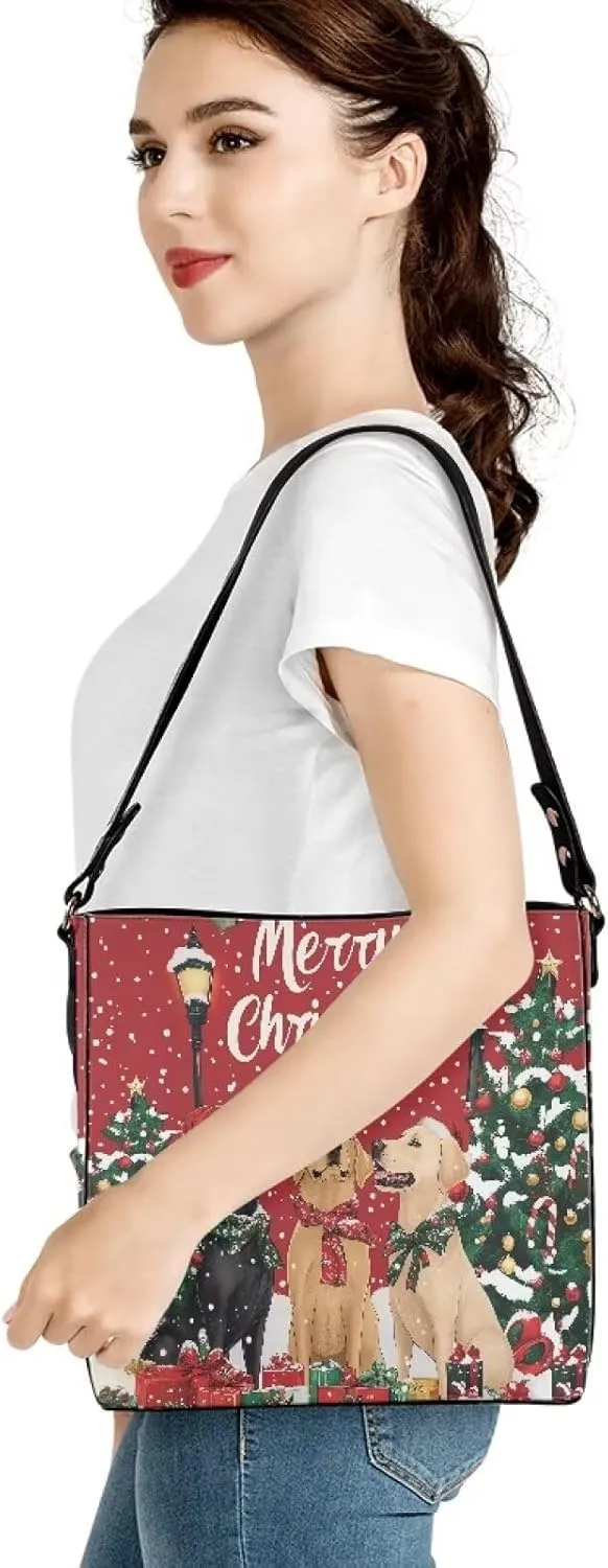 Leather Hobo Handbags, Shoulder Tote Bag Bucket Bags with 2 Straps for Women Top Handle Tote Crossbody Bags