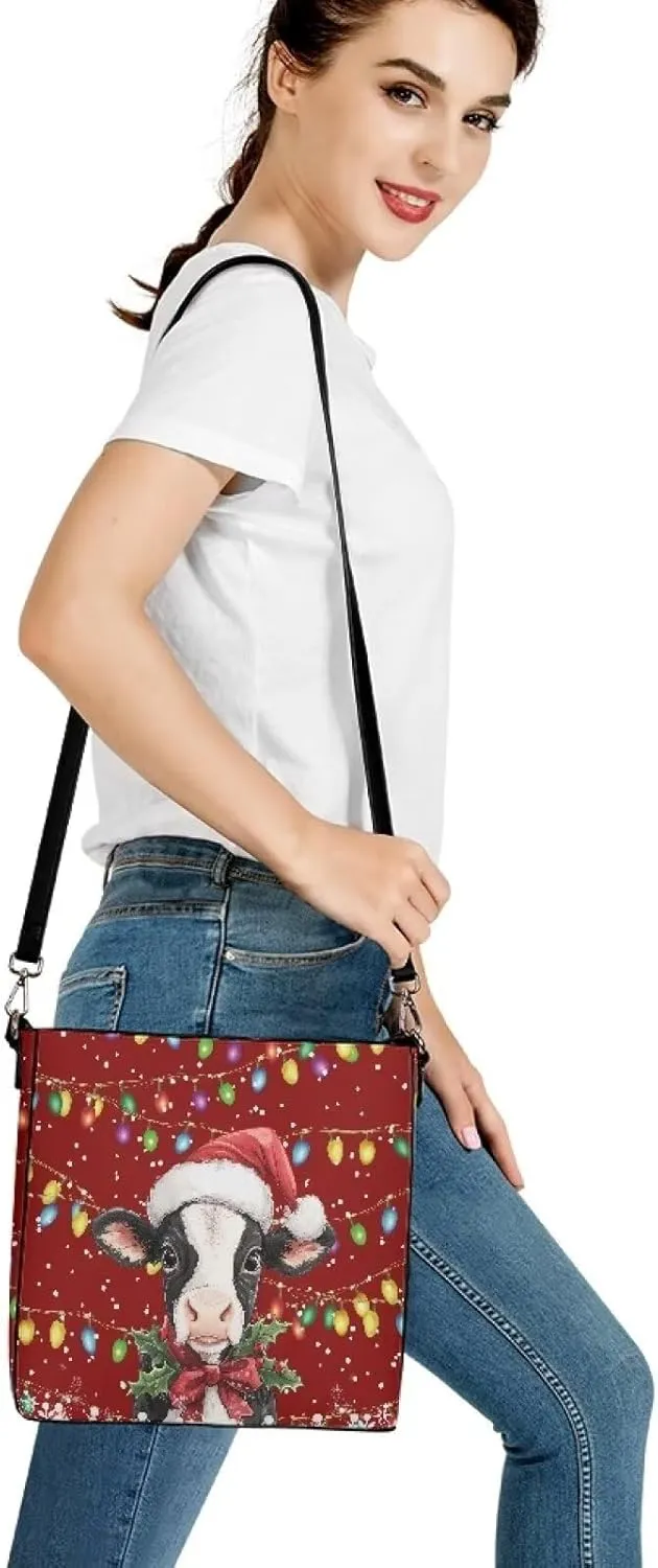 Leather Hobo Handbags, Shoulder Tote Bag Bucket Bags with 2 Straps for Women Top Handle Tote Crossbody Bags