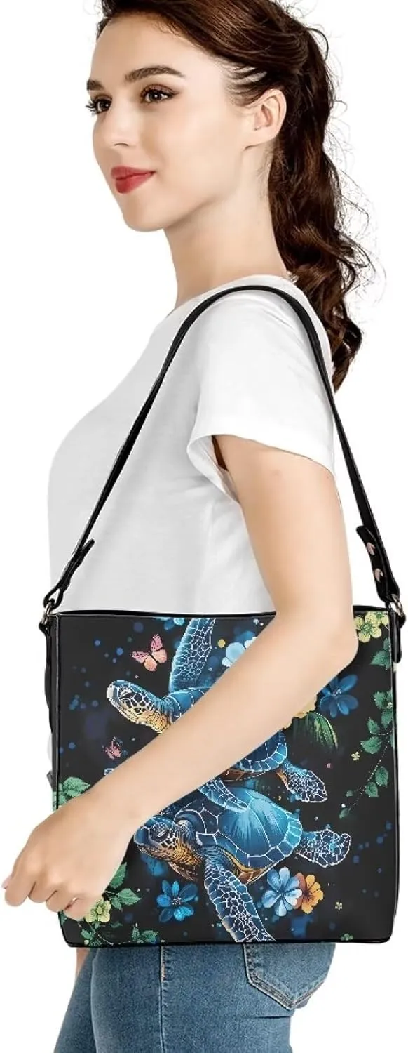 Leather Hobo Handbags, Shoulder Tote Bag Bucket Bags with 2 Straps for Women Top Handle Tote Crossbody Bags