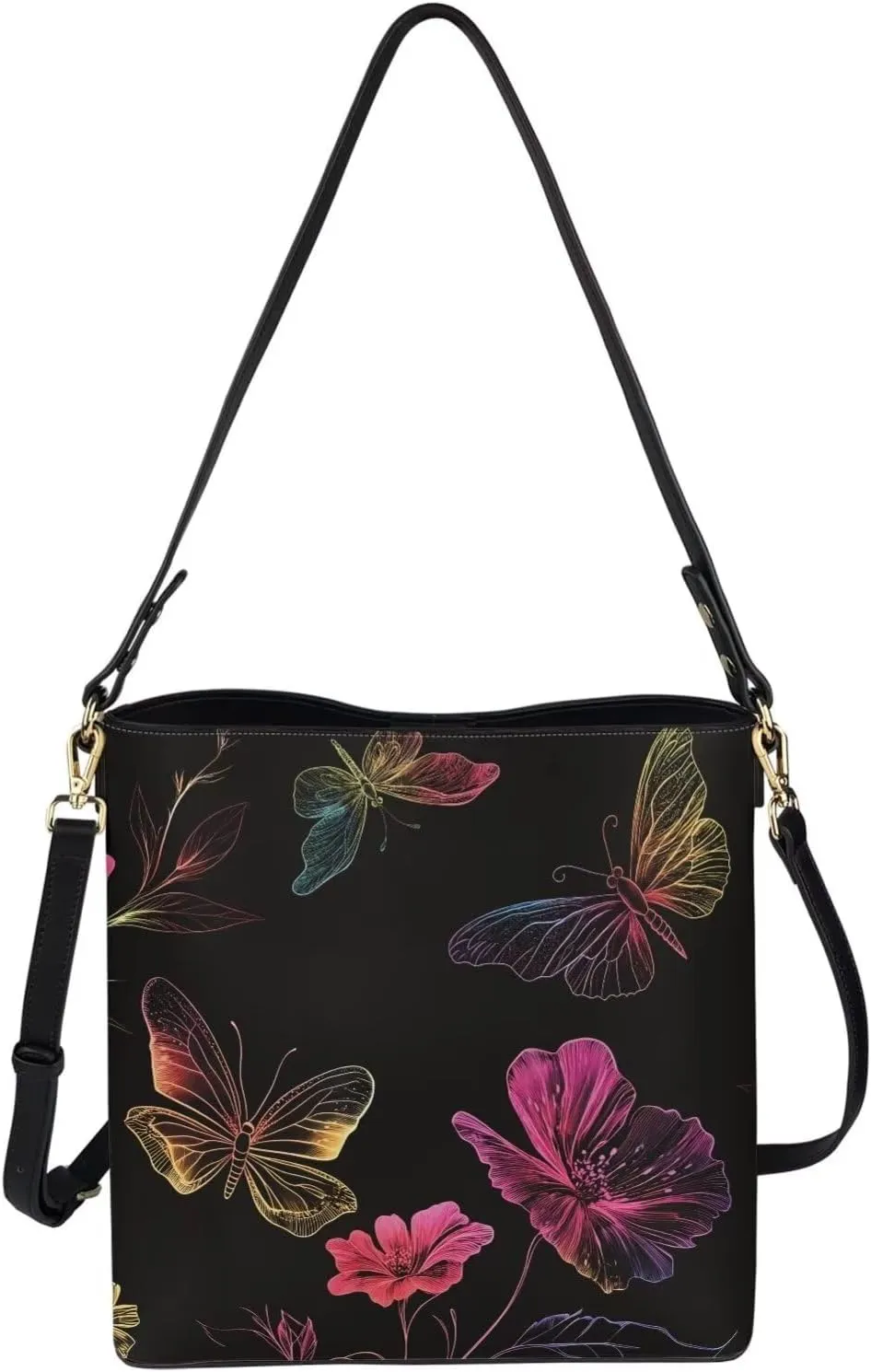 Leather Hobo Handbags, Shoulder Tote Bag Bucket Bags with 2 Straps for Women Top Handle Tote Crossbody Bags