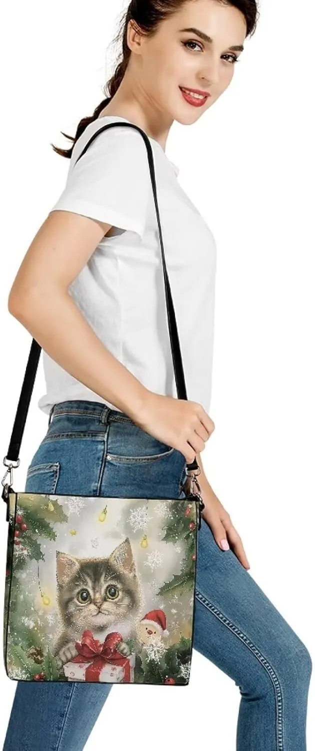 Leather Hobo Handbags, Shoulder Tote Bag Bucket Bags with 2 Straps for Women Top Handle Tote Crossbody Bags