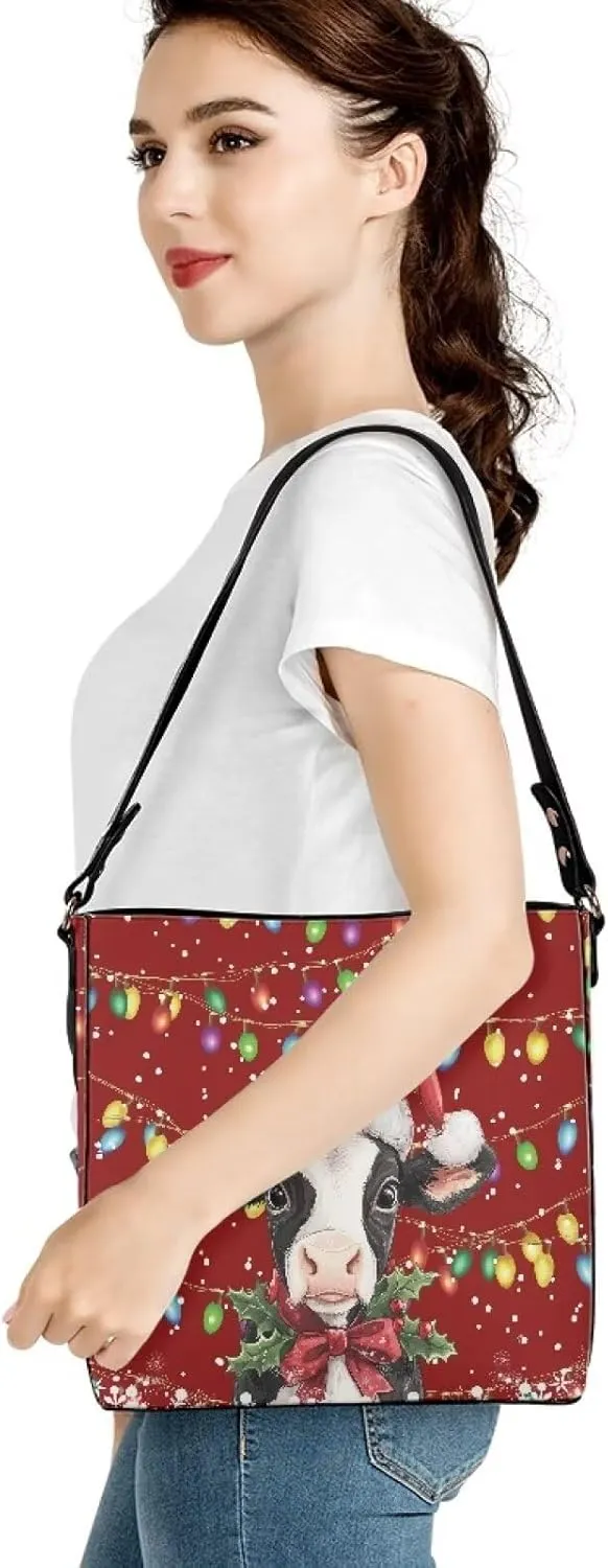 Leather Hobo Handbags, Shoulder Tote Bag Bucket Bags with 2 Straps for Women Top Handle Tote Crossbody Bags