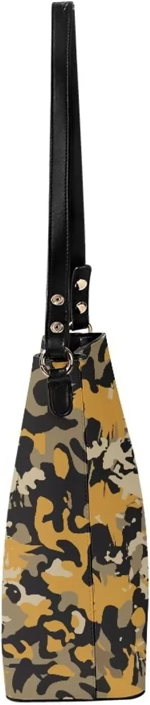 Leather Hobo Handbags, Shoulder Tote Bag Bucket Bags with 2 Straps for Women Top Handle Tote Crossbody Bags