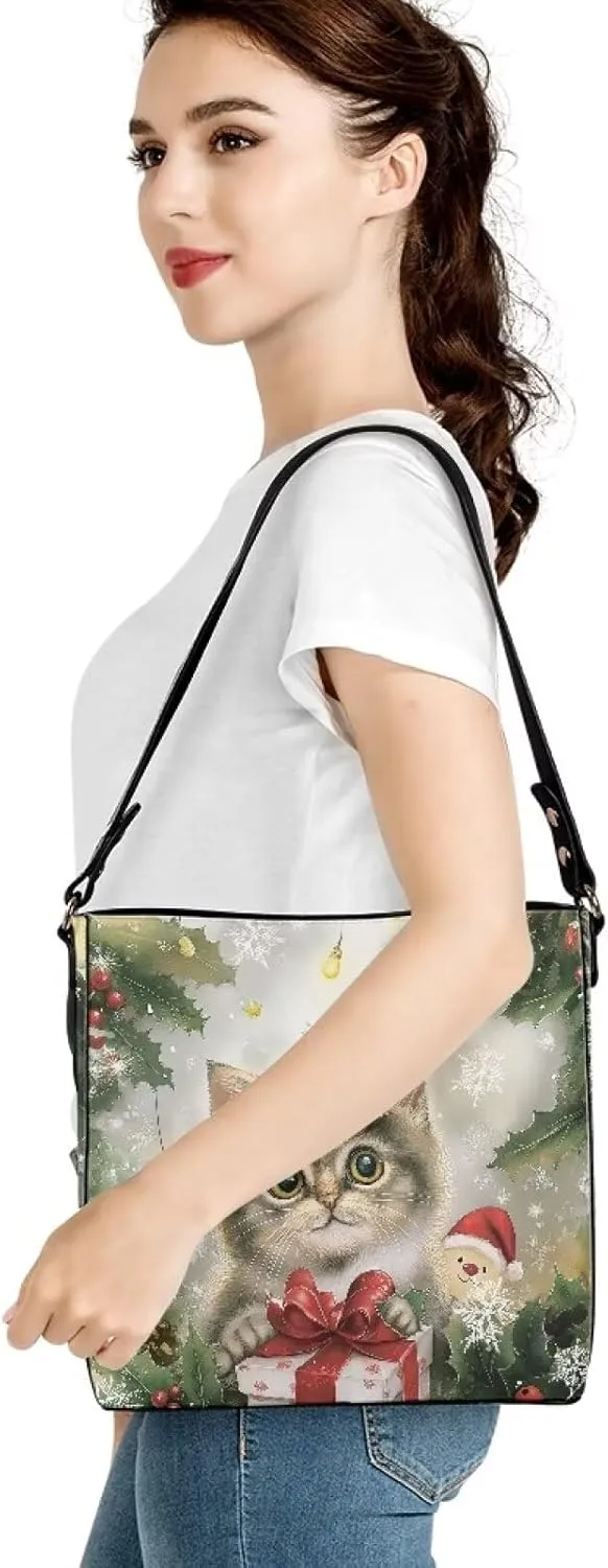 Leather Hobo Handbags, Shoulder Tote Bag Bucket Bags with 2 Straps for Women Top Handle Tote Crossbody Bags