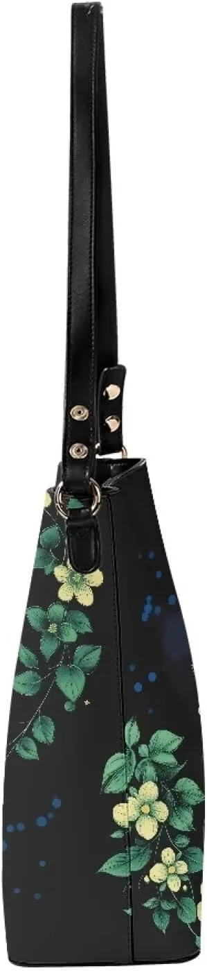 Leather Hobo Handbags, Shoulder Tote Bag Bucket Bags with 2 Straps for Women Top Handle Tote Crossbody Bags