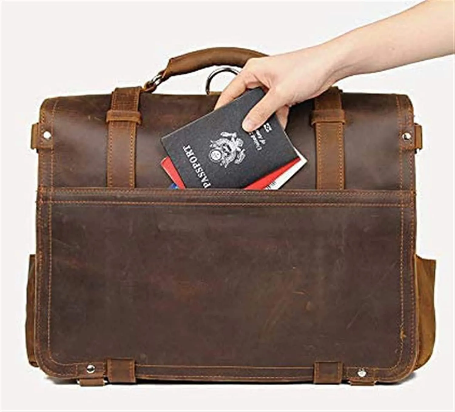 Leather Laptop Business Briefcase Shoulder Tote Bag Briefcases for Men
