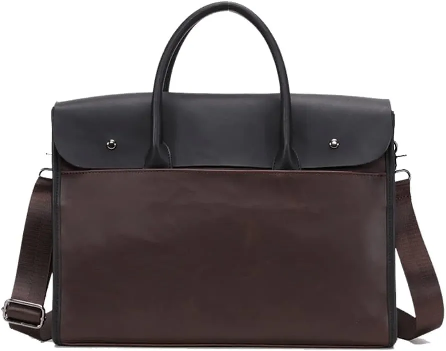 Leather PU Briefcase Convertible 14 Inch Messenger Bags Handbag Multifunction Men Business Office Work Shoulder Bag