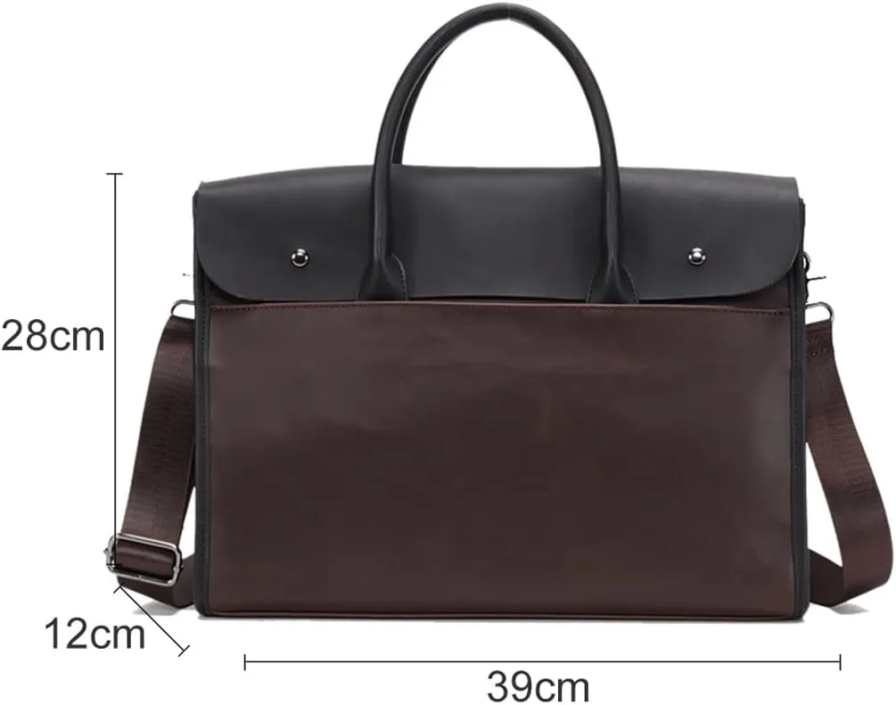 Leather PU Briefcase Convertible 14 Inch Messenger Bags Handbag Multifunction Men Business Office Work Shoulder Bag