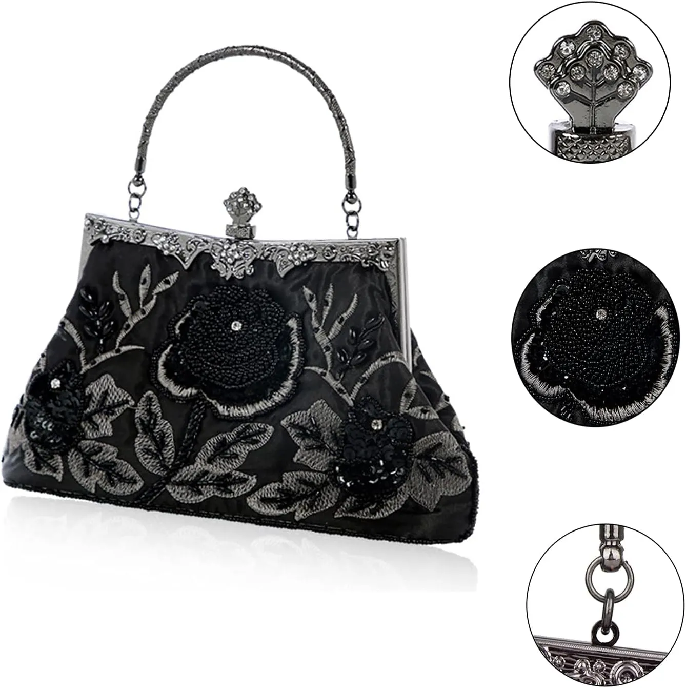 LIFEWISH Wedding Clutch Purses for Women Sequin Purse Beaded Bags