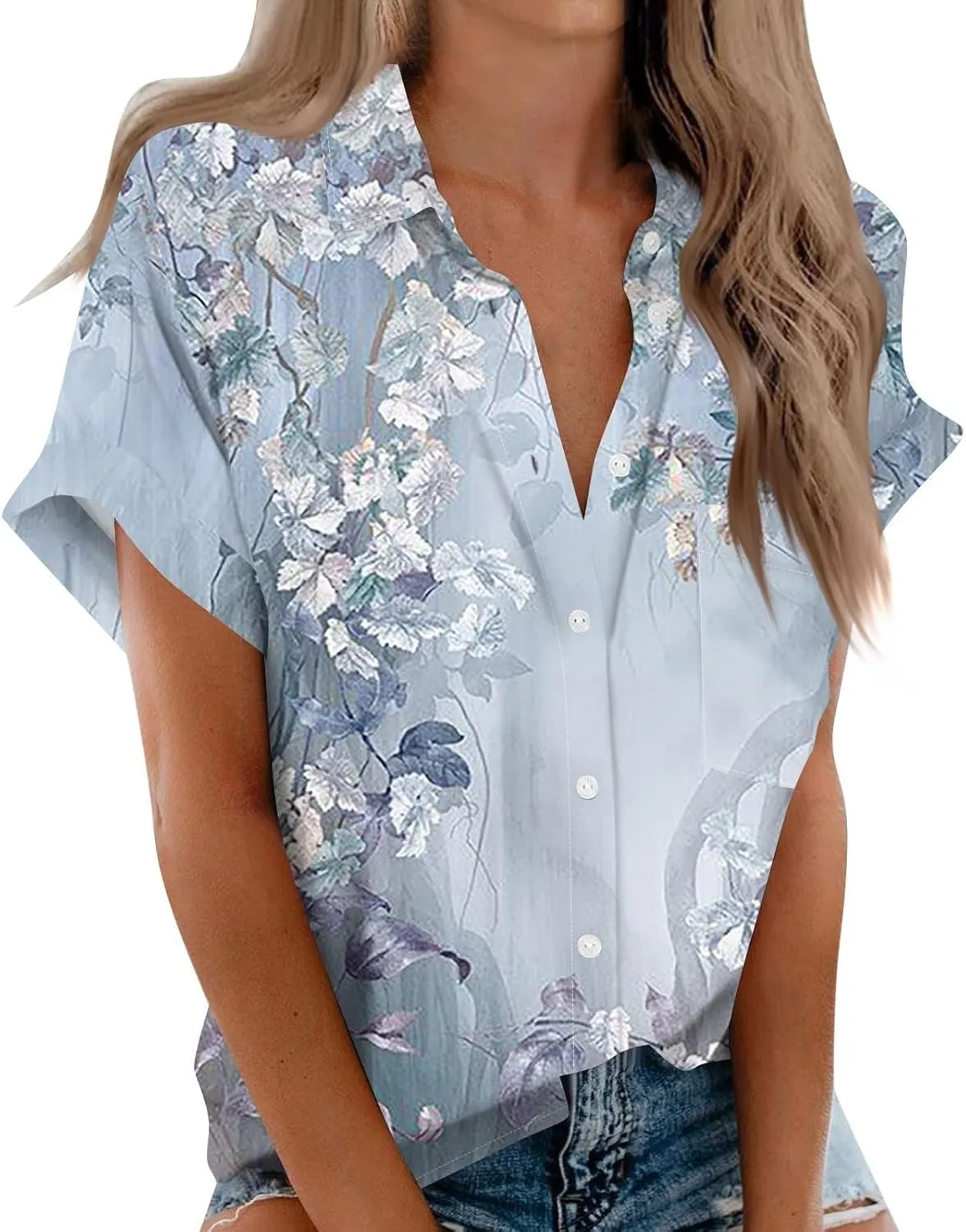 Linen Shirt Women V Neck Casual Long Sleeve Loose Shirt Tops Womens Top Linen Button Down Outfit