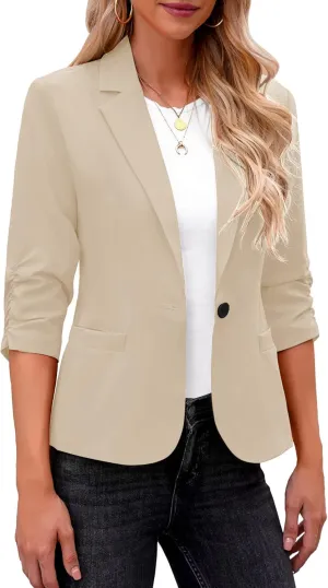 LookbookStore Blazers for Women Suit Jackets Dressy 3/4 Sleeve Blazer Business Casual Outfits for Work