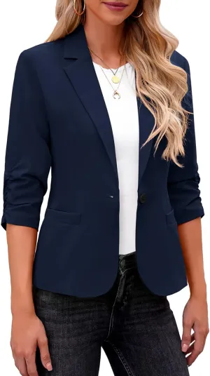LookbookStore Blazers for Women Suit Jackets Dressy 3/4 Sleeve Blazer Business Casual Outfits for Work