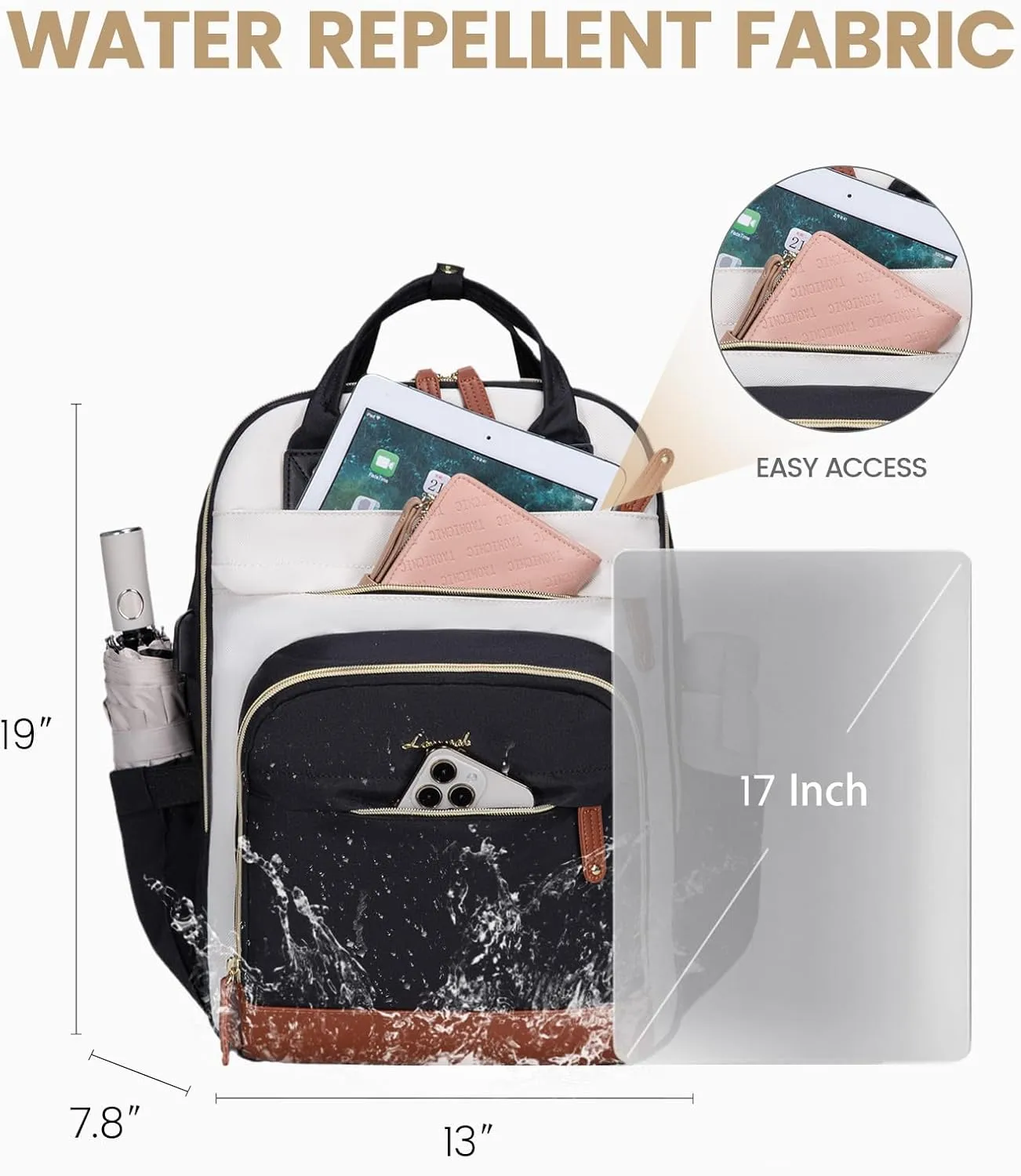 LOVEVOOK Laptop Backpack Women,Large Capacity 17.3 inch Laptop Bag Travel Backpack for Women,Computer Work College Teacher Backpacks with USB Port,Waterproof Personal Item Backpack Casual Daypack