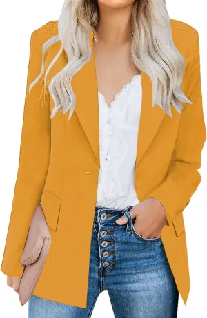luvamia Women's Casual Long Sleeve Lapel Button Slim Work Office Blazer Jacket