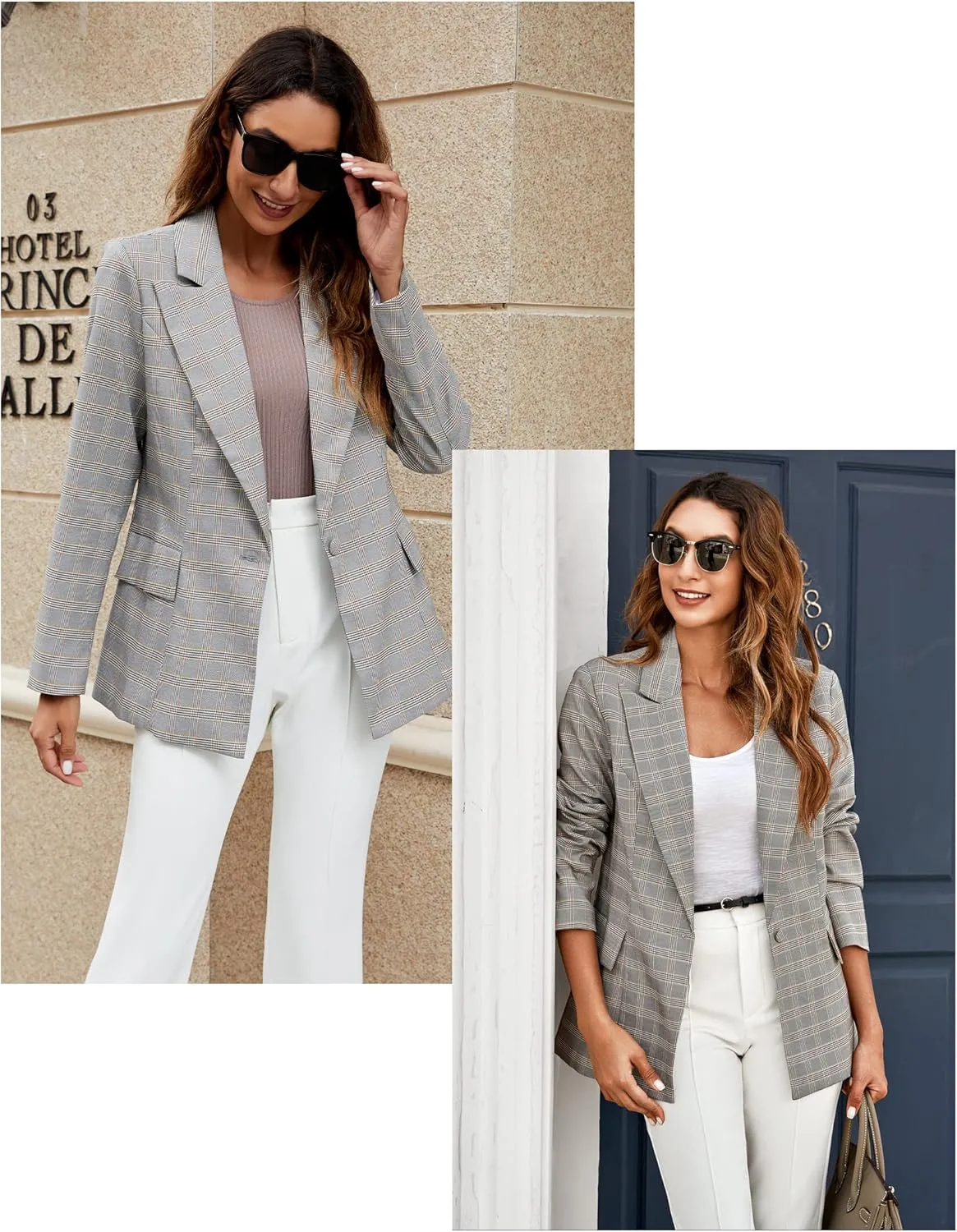 luvamia Women's Casual Long Sleeve Lapel Button Slim Work Office Blazer Jacket
