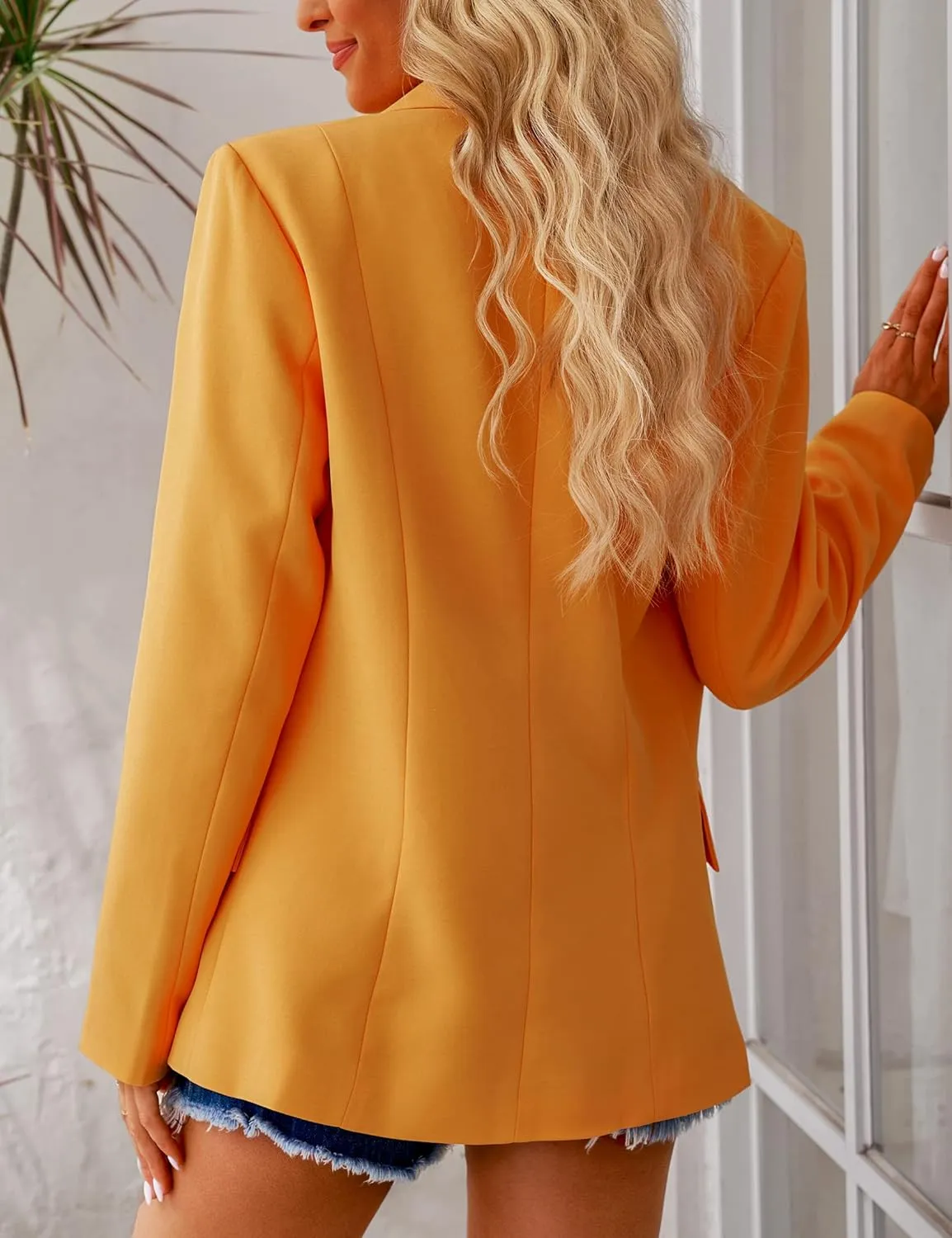 luvamia Women's Casual Long Sleeve Lapel Button Slim Work Office Blazer Jacket