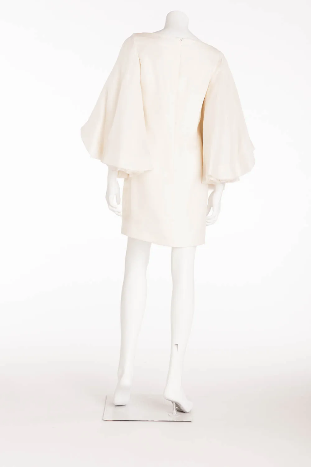 Marchesa - White Dress with Rose Puffy Sleeves - US8