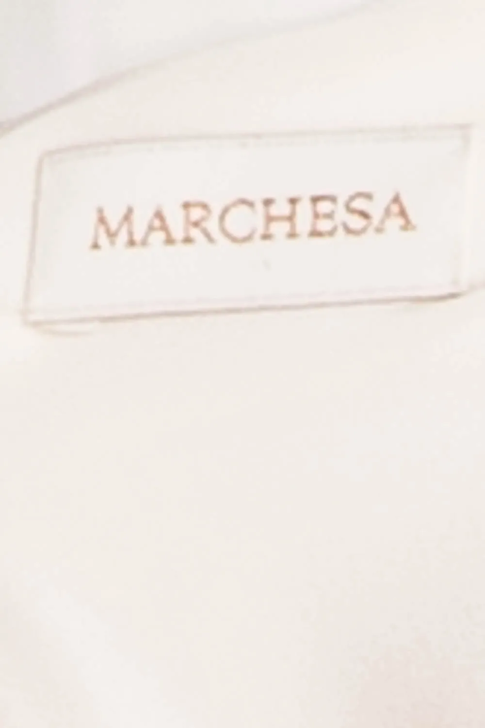 Marchesa - White Dress with Rose Puffy Sleeves - US8