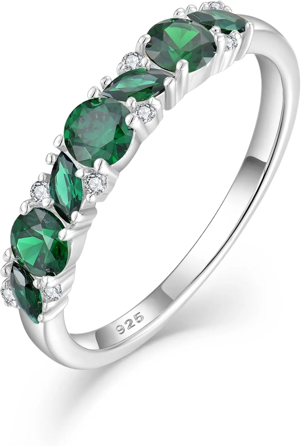 Marquise Cut Birthstone Eternity Rings for Women, Sterling Silver 925 Stacked Engagement Rings for Her Wedding Band, Size 5-10