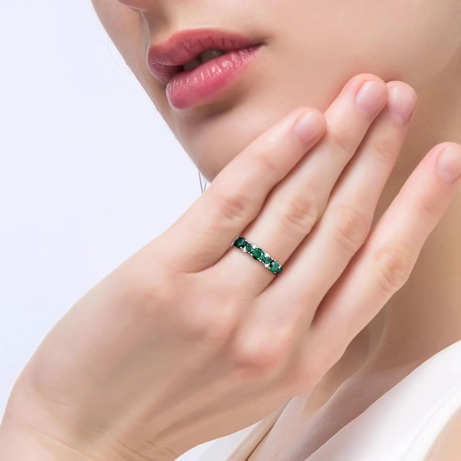 Marquise Cut Birthstone Eternity Rings for Women, Sterling Silver 925 Stacked Engagement Rings for Her Wedding Band, Size 5-10