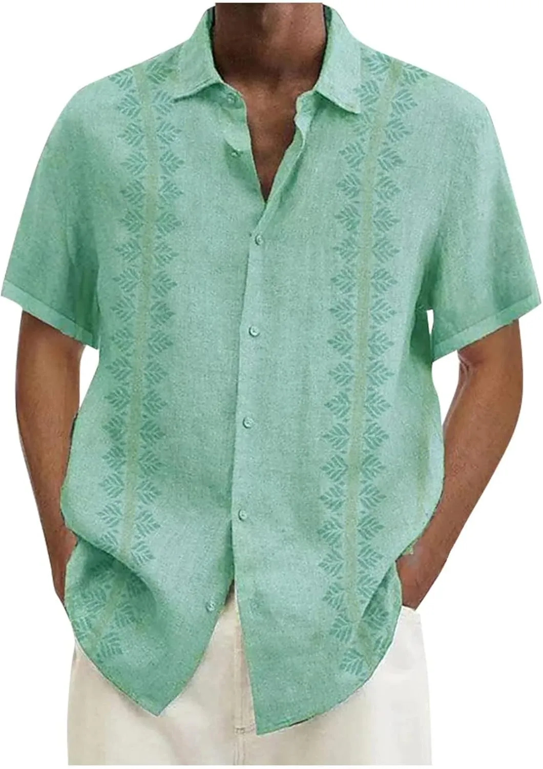 Mens Beach Shirts Down Tropical Holiday Beach Shirts Sleeves Printed Casual Button Down Men Beach Shirt Teal