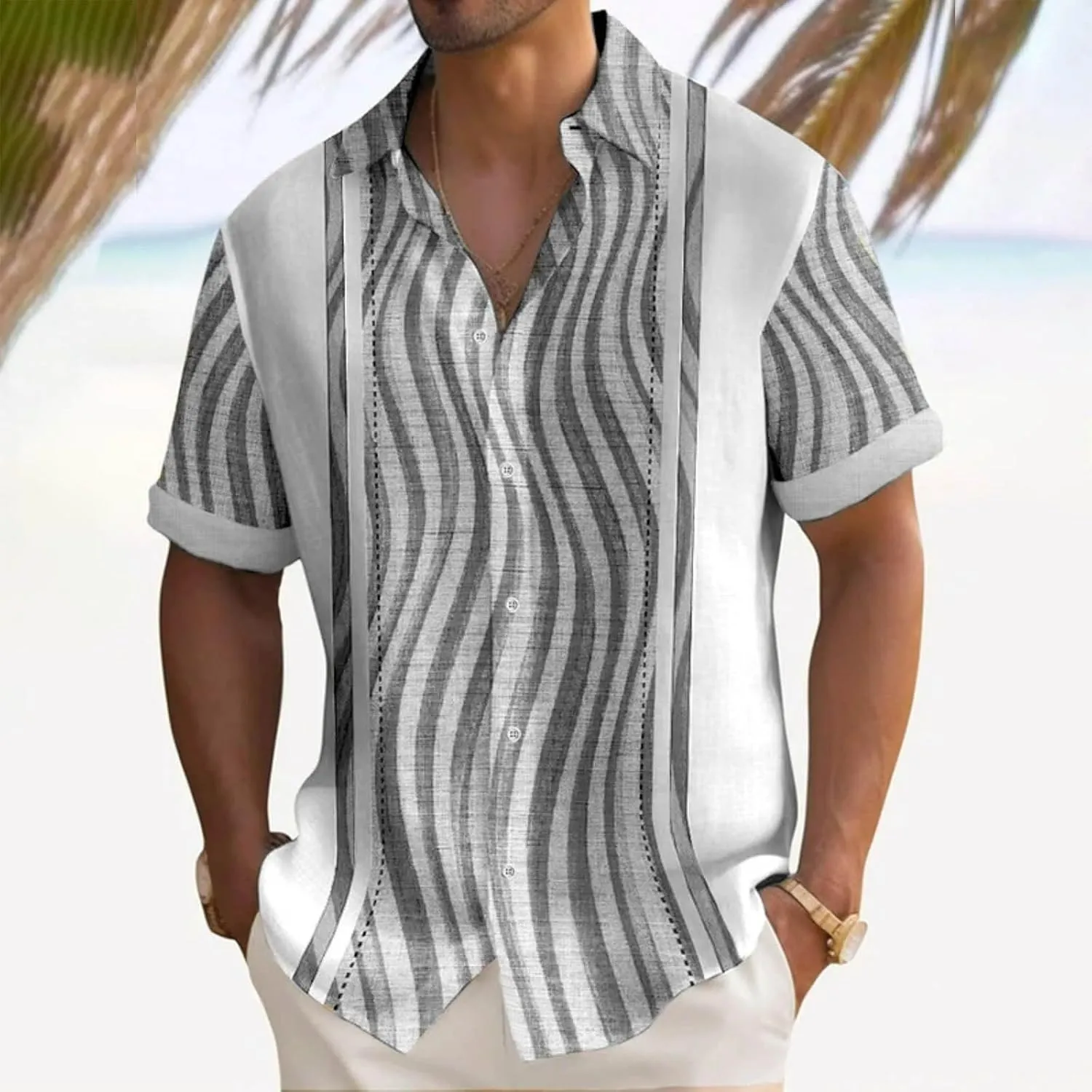 Mens Beach Shirts Down Tropical Holiday Beach Shirts Sleeves Printed Casual Button Down Men Beach Shirt Teal
