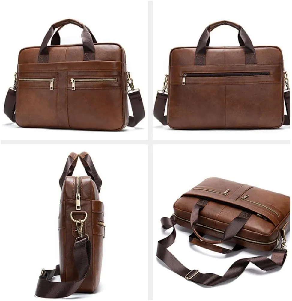Mens Genuine Leather Carrying Cases Cowhide Briefcases Travel Bags Handbags Business Laptop Bags Shoulder Bags