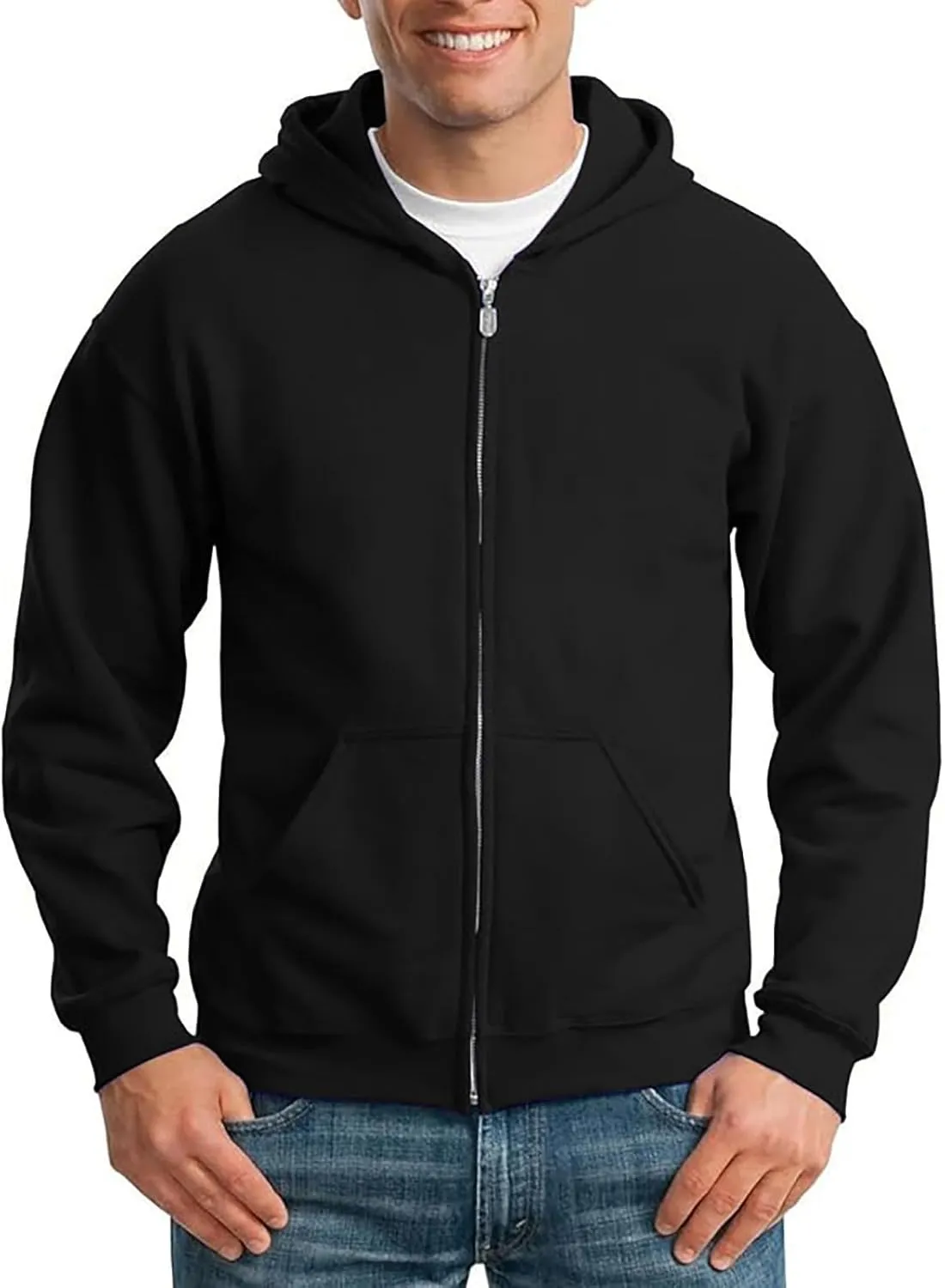 Mens Hoodie Pullover Zip Up Drop Shoulder Oversized Jacket Teens Preppy Loose Casual Fleece Drawstring Pullover Tops