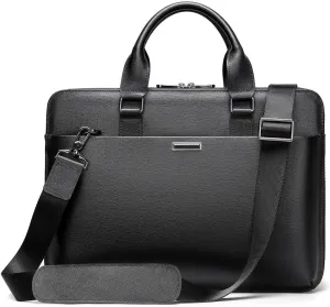 Men's Leather Laptop Bag Portable Satchel Leather Bag Vintage Satchel Designer School Work Bags Business Handbag Briefcase for Men Leather Messenger Bag(Black)