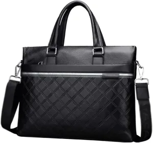 Men's Leather Laptop Business Briefcase Shoulder Portfolio Satchel Lawyers Briefcases for Men