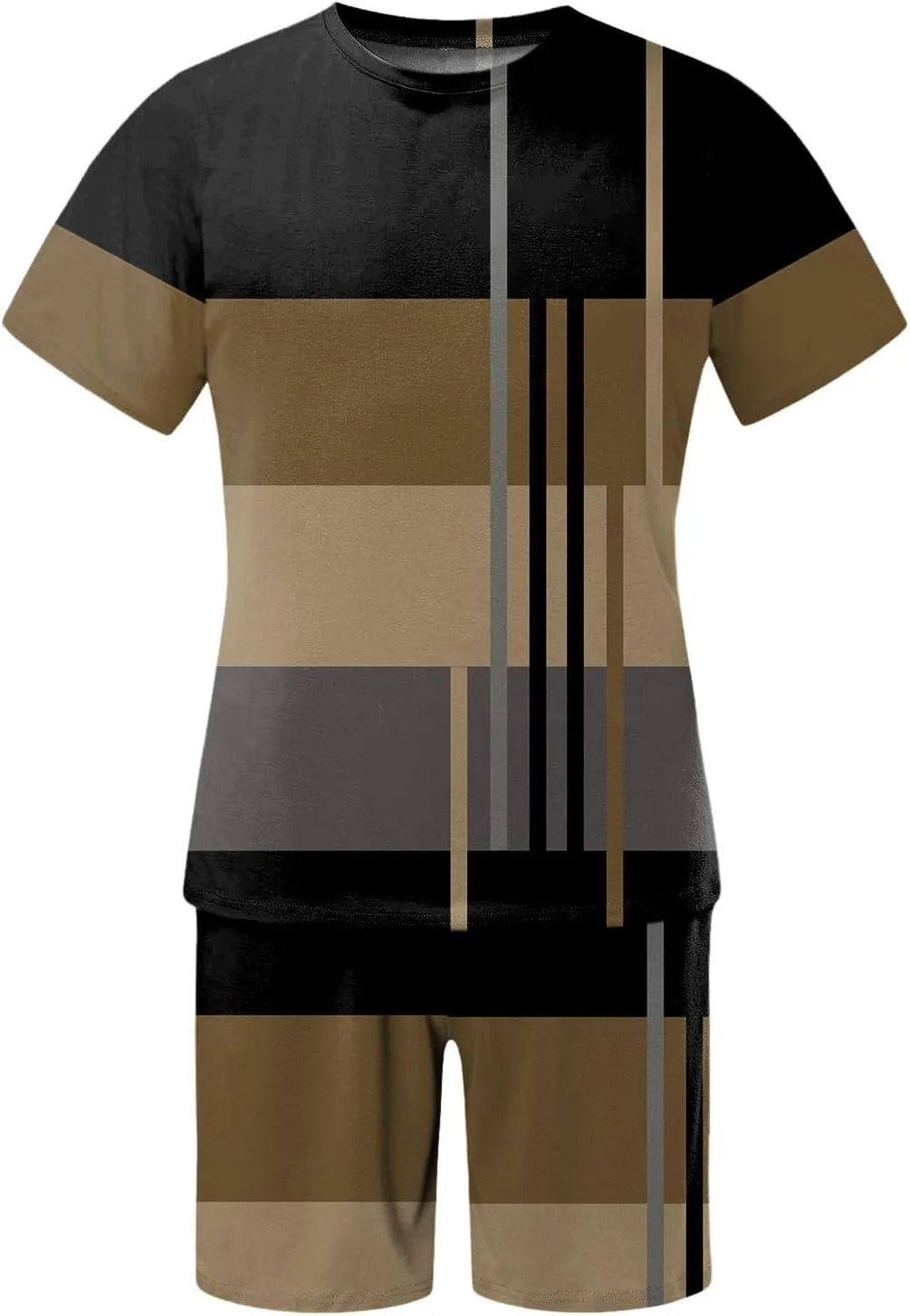 Mens Medical Scrub Tops Mens Graphic Print Outfits Set 2 Piece Shirt Drawstring Shorts Suit Set Summer Sets