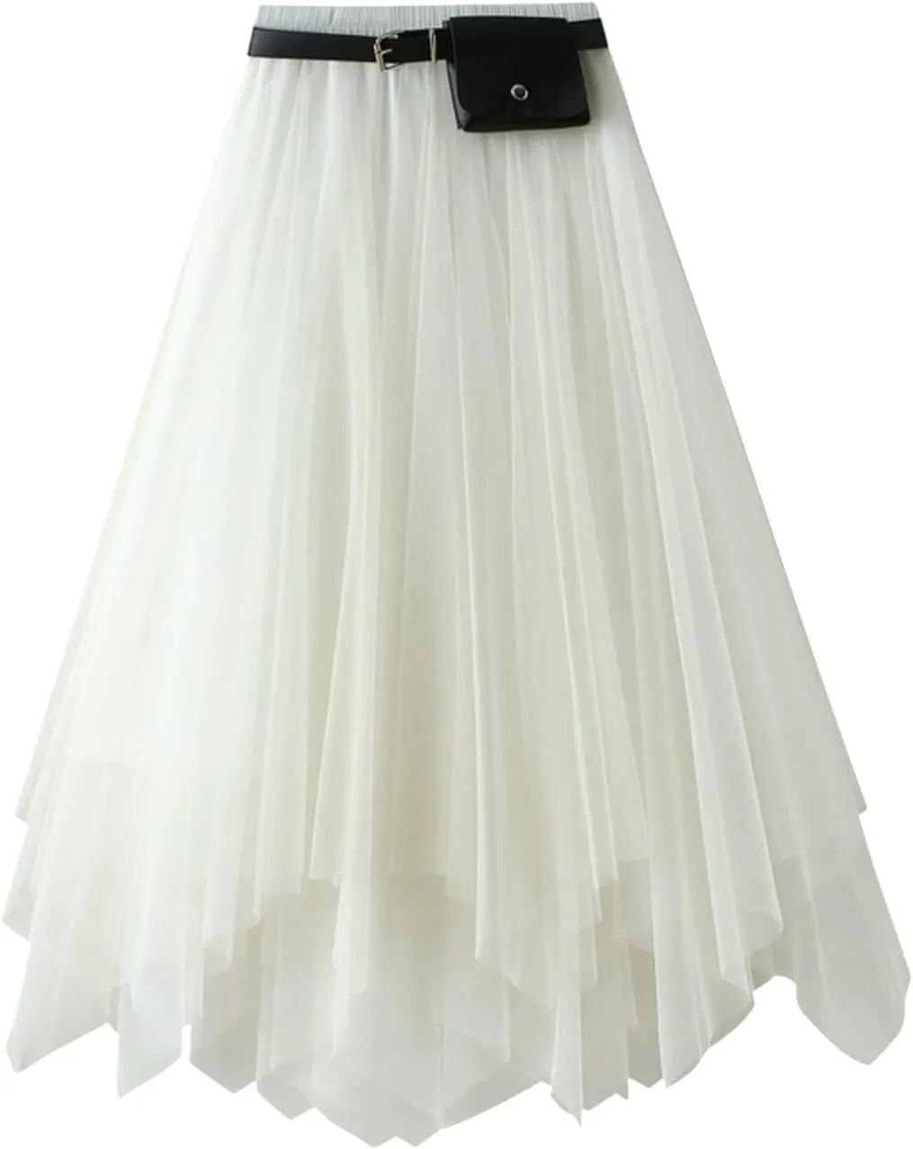 Mesh Layered Midi Irregular Tulle Skirt Women Summer High Waist Up Party Petticoat Skirt Women's Elegant Tutu