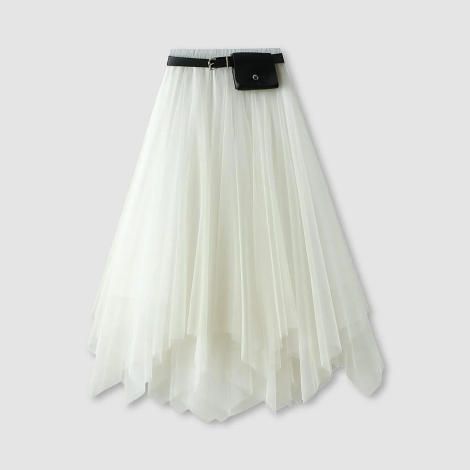 Mesh Layered Midi Irregular Tulle Skirt Women Summer High Waist Up Party Petticoat Skirt Women's Elegant Tutu