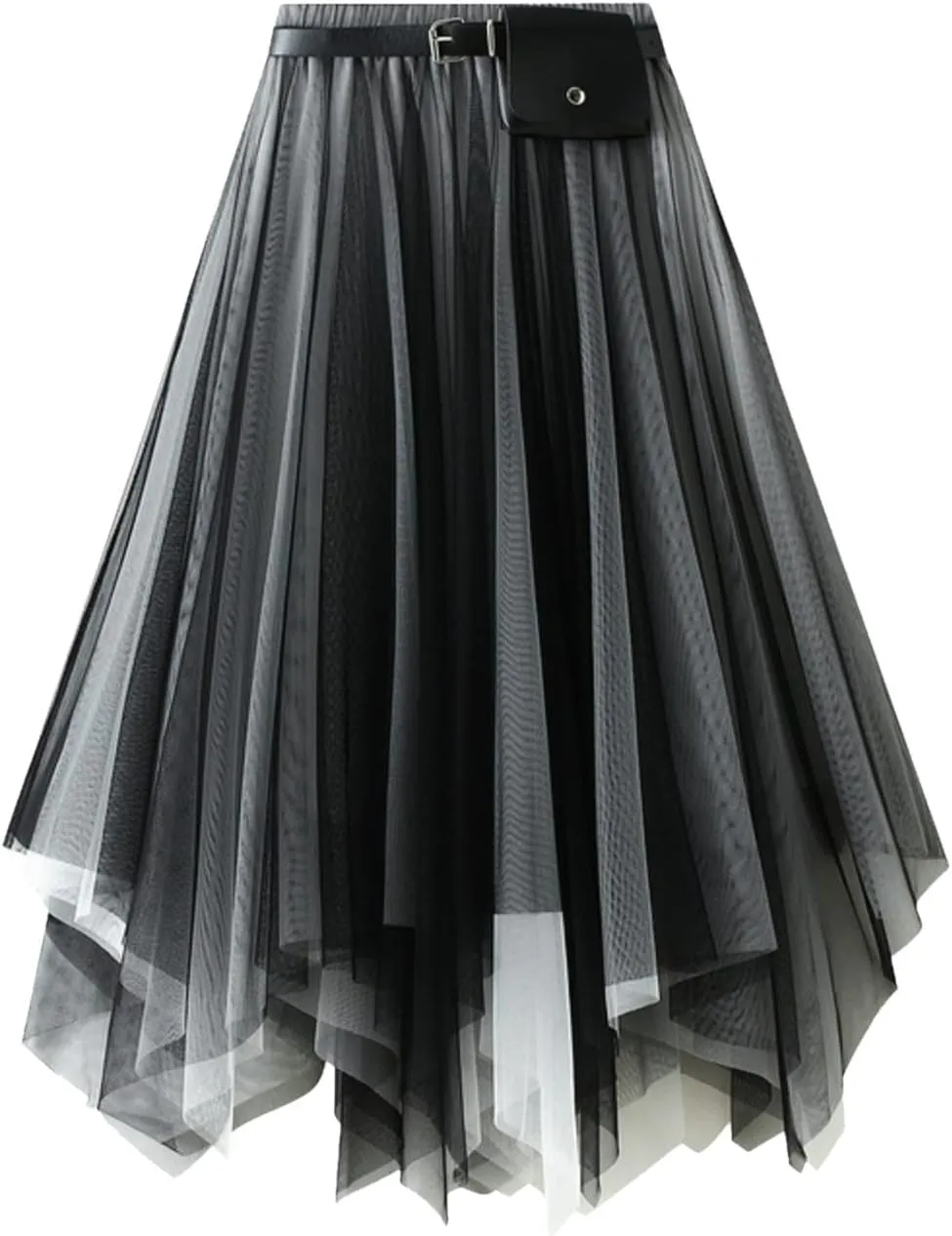 Mesh Layered Midi Irregular Tulle Skirt Women Summer High Waist Up Party Petticoat Skirt Women's Elegant Tutu