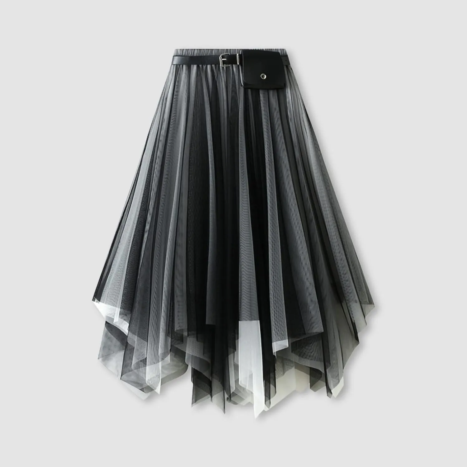 Mesh Layered Midi Irregular Tulle Skirt Women Summer High Waist Up Party Petticoat Skirt Women's Elegant Tutu