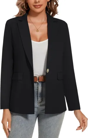 MINTLIMIT Womens Cotton Linen Blazer Long Sleeve Casual Work Office Lightweight Lapel Button Blazers Jacket with Pockets