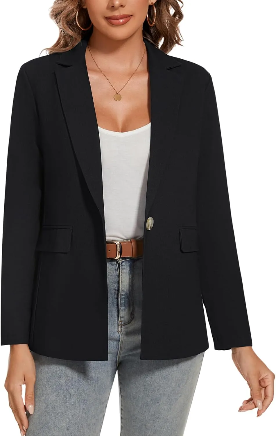 MINTLIMIT Womens Cotton Linen Blazer Long Sleeve Casual Work Office Lightweight Lapel Button Blazers Jacket with Pockets
