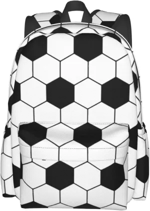 MISOLAXI Soccer Pattern Backpack Casual Daypacks, College Bag Laptop Backpacks, Backpacks for Boys Girls Children and Adult, with Adjustable Padded Straps