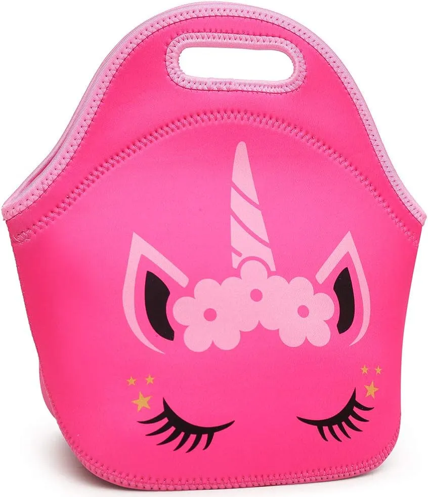 Moonmo Cute Unicorn Face Diamond Sequins Waterproof Princess School Backpack Set Girls Book Bag