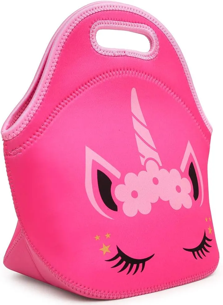 Moonmo Cute Unicorn Face Diamond Sequins Waterproof Princess School Backpack Set Girls Book Bag
