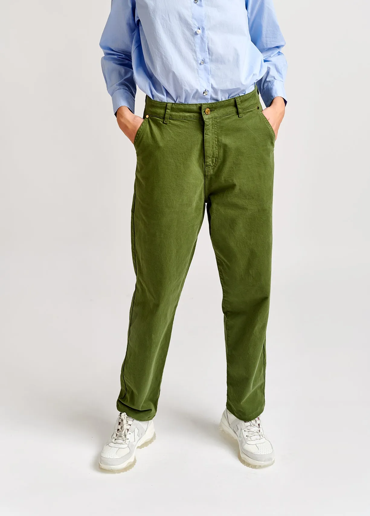 Moss green high-waisted trousers