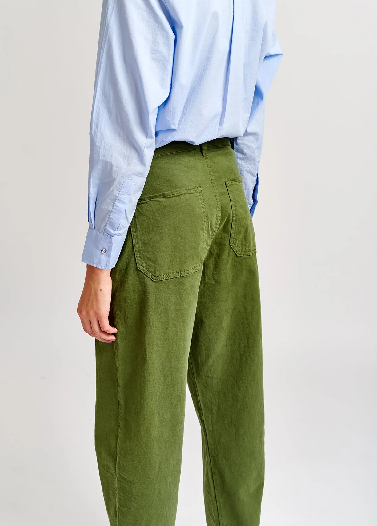 Moss green high-waisted trousers