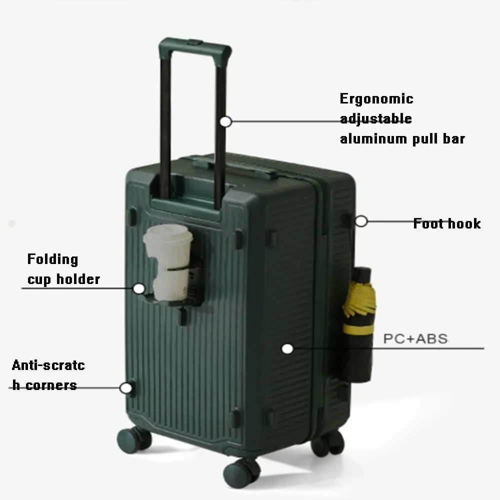 Multifunctional Suitcase,High-Value Upgraded Suitcase, Lightweight and Stylish Trolley Case, Silent Universal Wheel Suitcase (Purple 24in)